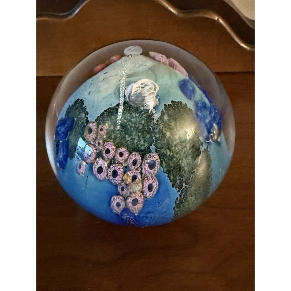 Josh Simpson Studio Art Glass Paperweight Sculpture Inhabited Megaplanet 4.5"